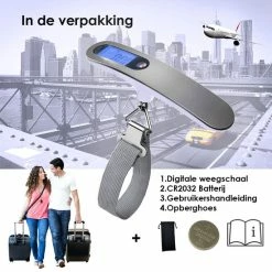 Hete verkoop 🧨 Qosnobo - Digitale Bagageweger - Kofferweegschaal - Bagage Weegschaal Tot 50 Kg - Kofferweger - Hangweegschaal - Reizen - Travel - Luggage - Scale - Vakantie - RVS - Inclusief Batterij - Inclusief Opberghoes - Black Friday 2022 🌟 -Reisbagage-Reisaccessoires Winkel 550x550 721