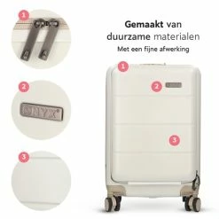Aanbiedingen 🥰 ONYX® 👜 Handbagage Koffer 35 L - Spinner Wielen - Lichtgewicht Trolley - Dubbel TSA Slot - Handig Voorvak - 55 Cm - Beige 😍 -Reisbagage-Reisaccessoires Winkel 550x550 73
