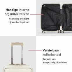 Aanbiedingen 🥰 ONYX® 👜 Handbagage Koffer 35 L - Spinner Wielen - Lichtgewicht Trolley - Dubbel TSA Slot - Handig Voorvak - 55 Cm - Beige 😍 -Reisbagage-Reisaccessoires Winkel 550x550 74