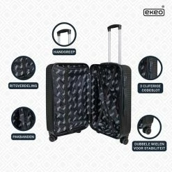 Beste Verkoop ⌛ DION3 👜 Handbagage Koffer Duo Set - TSA Slot - Reiskoffer - Anti-diefstal - 35 L - 54 X 34 X 20 Cm - Zwart 😍 -Reisbagage-Reisaccessoires Winkel 550x550 758