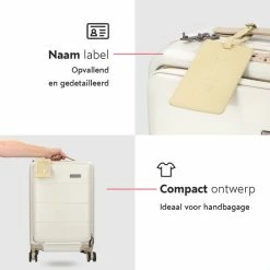Aanbiedingen 🥰 ONYX® 👜 Handbagage Koffer 35 L - Spinner Wielen - Lichtgewicht Trolley - Dubbel TSA Slot - Handig Voorvak - 55 Cm - Beige 😍 -Reisbagage-Reisaccessoires Winkel 550x550 76