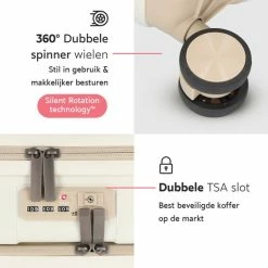 Aanbiedingen 🥰 ONYX® 👜 Handbagage Koffer 35 L - Spinner Wielen - Lichtgewicht Trolley - Dubbel TSA Slot - Handig Voorvak - 55 Cm - Beige 😍 -Reisbagage-Reisaccessoires Winkel 550x550 83