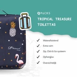 Flash-uitverkoop ✨ Qpacks - Tropical Treasure Reis Toilettas - Waterproof - Ophangbaar - Beautycase – Blauw 😍 -Reisbagage-Reisaccessoires Winkel 550x550 833