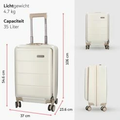 Aanbiedingen 🥰 ONYX® 👜 Handbagage Koffer 35 L - Spinner Wielen - Lichtgewicht Trolley - Dubbel TSA Slot - Handig Voorvak - 55 Cm - Beige 😍 -Reisbagage-Reisaccessoires Winkel 550x550 85