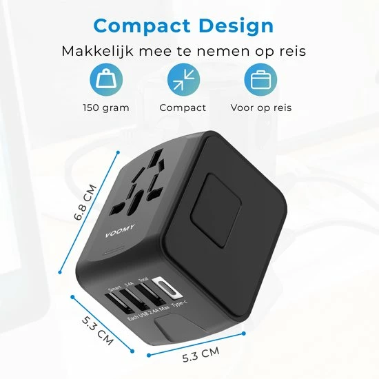 Beste deal π Voomy Reisstekker Wereld - 170+ Landen - 4 USB Poorten - Wereldstekker Universeel - Zwart βοΈ 10 Beste deal π Voomy Reisstekker Wereld - 170+ Landen - 4 USB Poorten - Wereldstekker Universeel - Zwart βοΈ - Afbeelding 8