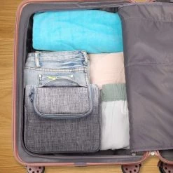 Gloednieuw 😀 TravelTime® Toilettas - Compacte Organizer - Waterdicht - Ophanghaak - Voor Mannen En Vrouwen - Grijs 👍 -Reisbagage-Reisaccessoires Winkel 550x550 906