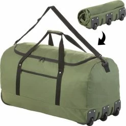 Beste Verkoop 🎁 TravelZ Opvouwbare Wieltas | Reistas Op Wielen | 100 Liter | Verbeterd 2022 Model | Groen ⭐