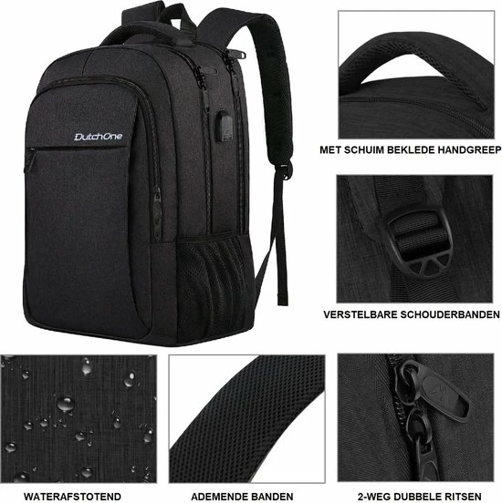 Kopen π DutchOne Rugzak Met USB Oplaadpoort 30L Zwart Luxe Laptop Rugtas 15,6 Inch - Schooltas - Heren - Dames - Jongens - Meisjes - Waterafstotend - Rugzakken β 4 Kopen π DutchOne Rugzak Met USB Oplaadpoort 30L Zwart Luxe Laptop Rugtas 15,6 Inch - Schooltas - Heren - Dames - Jongens - Meisjes - Waterafstotend - Rugzakken β - Afbeelding 2
