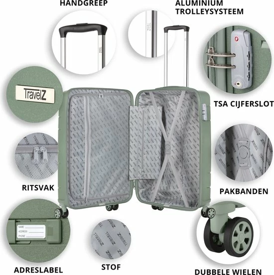 Beste deal β¨ TravelZ Big Bars π Handbagagekoffer 55cm Met TSA-slot - Ultrasterk - Olijf 𧨠7 Beste deal β¨ TravelZ Big Bars π Handbagagekoffer 55cm Met TSA-slot - Ultrasterk - Olijf 𧨠- Afbeelding 5