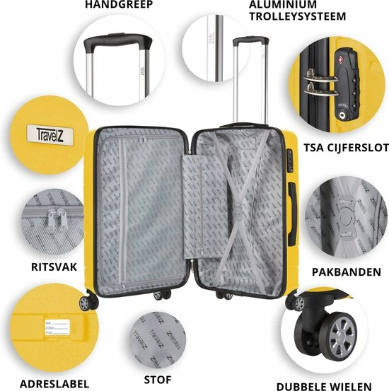 Kopen π TravelZ Big Bars Reiskoffer 78 Cm Met Dubbele Wielen - Trolley Koffer Met TSA-slot - Geel β 7 Kopen π TravelZ Big Bars Reiskoffer 78 Cm Met Dubbele Wielen - Trolley Koffer Met TSA-slot - Geel β - Afbeelding 5