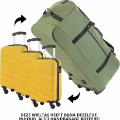 Beste Verkoop 🎁 TravelZ Opvouwbare Wieltas | Reistas Op Wielen | 100 Liter | Verbeterd 2022 Model | Groen ⭐ -Reisbagage-Reisaccessoires Winkel 550x553 9