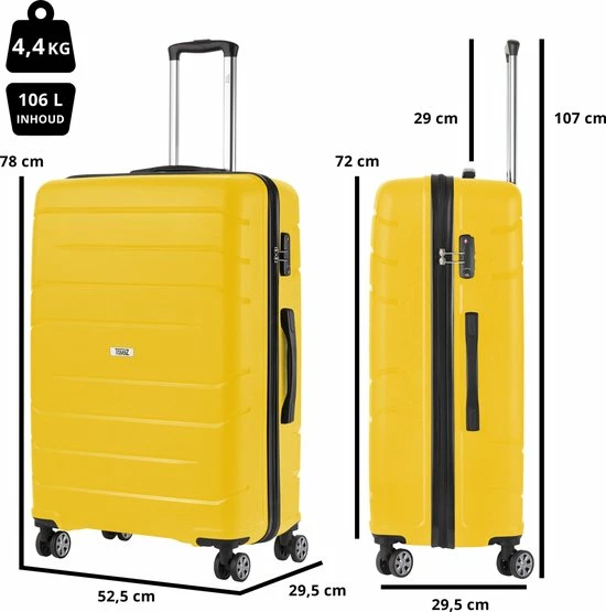 Kopen π TravelZ Big Bars Reiskoffer 78 Cm Met Dubbele Wielen - Trolley Koffer Met TSA-slot - Geel β 10 Kopen π TravelZ Big Bars Reiskoffer 78 Cm Met Dubbele Wielen - Trolley Koffer Met TSA-slot - Geel β - Afbeelding 8