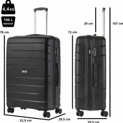Aanbiedingen 🔔 TravelZ Big Bars Reiskoffer 78 Cm Met Dubbele Wielen - Trolley Koffer Met TSA-slot - Zwart 👏 -Reisbagage-Reisaccessoires Winkel 550x555 3