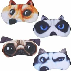 Groothandel ✨ Vardaan Slaapmaskers - Zacht & Wollig - Voor Reizen, Dutjes, Yoga & Slapen In De Nacht - Set Van 4 Leuke Hondjes 👍
