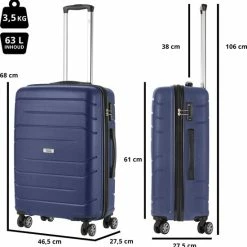 Goedkoopste 😉 TravelZ Big Bars Reiskoffer 68 Cm Met Dubbele Wielen - Trolley Koffer Met TSA-slot - Blauw ❤️ -Reisbagage-Reisaccessoires Winkel 550x557 24