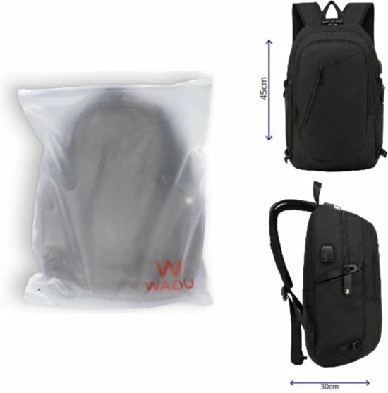 Beste deal 𧨠Wadu Anti Diefstal Waterdichte Rugzak Inclusief Usb Oplaadstation - 14 T/m 15.6 Inch - Zwart ⨠7 Beste deal 𧨠Wadu Anti Diefstal Waterdichte Rugzak Inclusief Usb Oplaadstation - 14 T/m 15.6 Inch - Zwart ⨠- Afbeelding 5