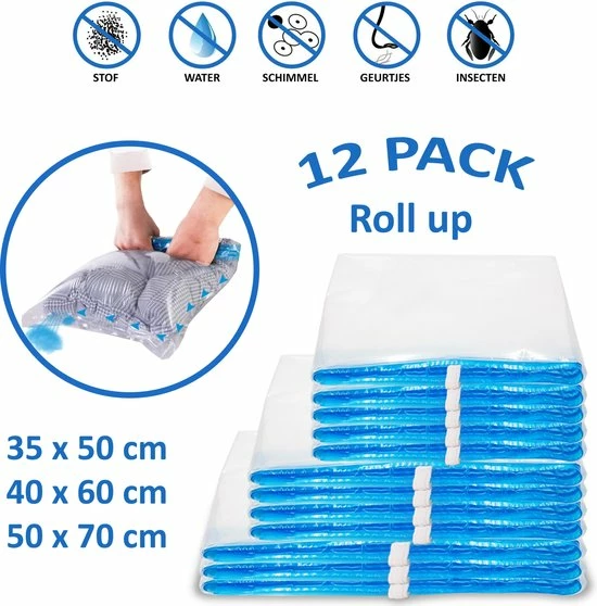 Beste Pirce ๐ VITAMO Roll Up Vacuüm Opbergzakken - 3 Maten Oprolbare Vacuümzakken - 12 Stuks ๐ 3 Beste Pirce ๐ VITAMO Roll Up Vacuüm Opbergzakken - 3 Maten Oprolbare Vacuümzakken - 12 Stuks ๐