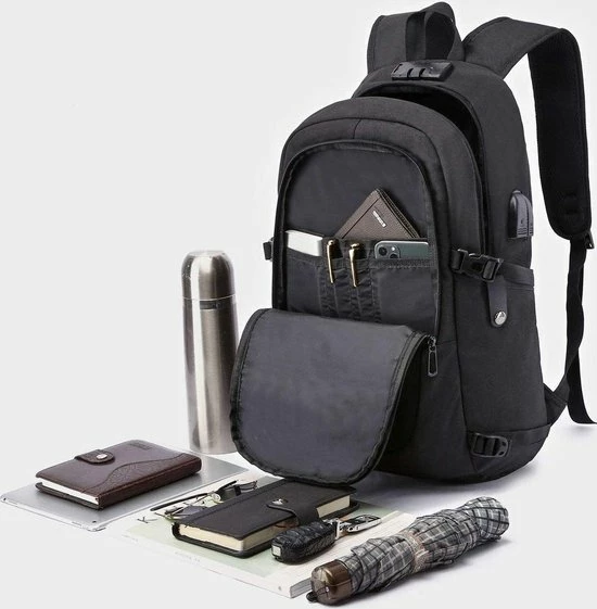 Promo ✔️ Anti Diefstal Waterdichte Rugzak Inclusief Usb Oplaadstation - Laptop Tas 14 T/m 15,6 Inch - Voor Dames En Heren En Jongens - Schooltas - Zwart Van Zedar ⌛ 9 Promo ✔️ Anti Diefstal Waterdichte Rugzak Inclusief Usb Oplaadstation - Laptop Tas 14 T/m 15,6 Inch - Voor Dames En Heren En Jongens - Schooltas - Zwart Van Zedar ⌛ - Afbeelding 7