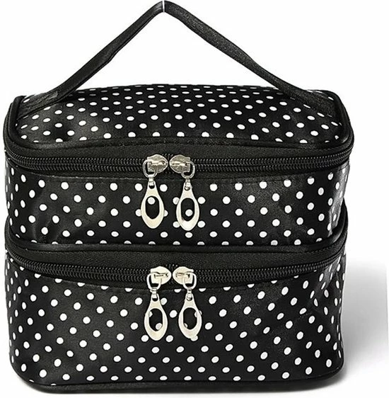 Nieuw π AA Commerce Polka Dot Make Up Tasje Met Spiegel - Opberg Etui / Cosmetica Organizer Reis Tas Case - Zwart 𧨠7 Nieuw π AA Commerce Polka Dot Make Up Tasje Met Spiegel - Opberg Etui / Cosmetica Organizer Reis Tas Case - Zwart 𧨠- Afbeelding 5