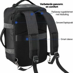 Gloednieuw 💯 Cabin Max CabinMax Manhatten XL – 👜 Handbagage 20L – Rugzak Met USB Poort– Schooltas - 40x20x25 Cm – Compact Reistas – Lichtgewicht – Grijs/Zwart ✔️ -Reisbagage-Reisaccessoires Winkel 550x563 11