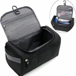 Gloednieuw 🌟 Travel Collection Ophangbare Toilettas Met Haak – Zwart – Organizer – Travelbag – Dames & Heren – Reistas 😀 -Reisbagage-Reisaccessoires Winkel 550x563 2