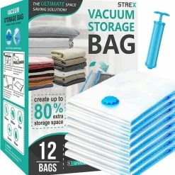 Aanbiedingen 😍 Strex Vacuumzakken Dekbedden & Kleding - 13 Stuks / 4 Maten - Reiszakken / Vacumeerzakken - Incl. Handpomp 🎁