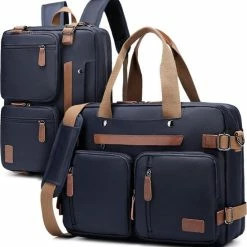 Nieuw ✔️ QY Laptoptas 2 In 1 Laptop Rugtas Schoudertas Voor 17.3 Inch Laptop – Blauw 🔥