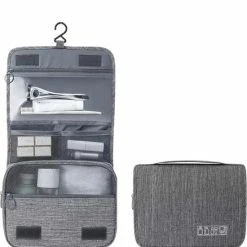 Korting 🔔 Fop En Bij Toilettas Grijs - Cosmetica Organizer - Tas Opberger - Travel Organizer - Make-up Opbergen 🔔