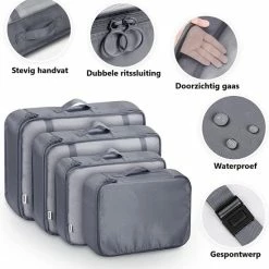 Korting 👏 Travelistic Packing Cubes Set 7-delig - Organizer Voor Koffer En 🎒 Backpack - Grijs 🤩 -Reisbagage-Reisaccessoires Winkel 550x569