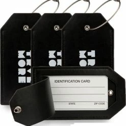Beste Verkoop 🌟 TRVLMORE Kofferlabel - Leer - Voor Koffers En Tassen - 4 Stuks - Zwart 🎁