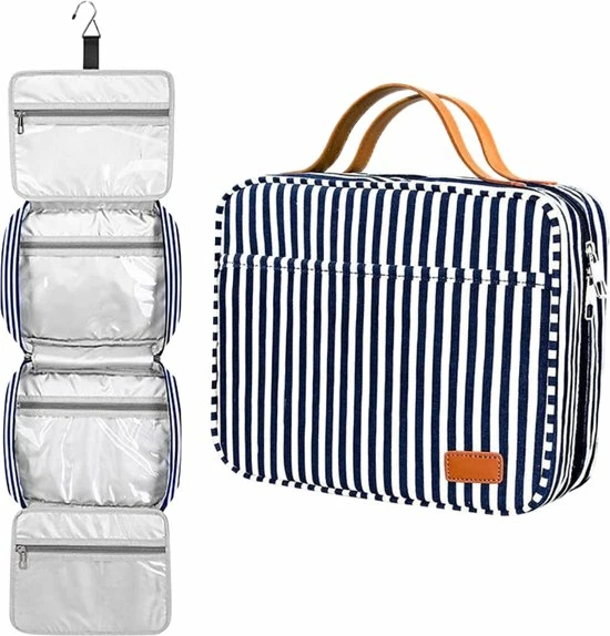 Begroting π₯° Pazzo Goods - Toilettas Met Haak - XXL - Reis Toilettas - Gestreept - Blauw Wit β 3 Begroting π₯° Pazzo Goods - Toilettas Met Haak - XXL - Reis Toilettas - Gestreept - Blauw Wit β