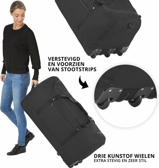 Hete verkoop 🤩 TravelZ Opvouwbare Wieltas | Reistas Op Wielen | 100 Liter | Verbeterd 2022 Model | Zwart 💯 5 Hete verkoop 🤩 TravelZ Opvouwbare Wieltas | Reistas Op Wielen | 100 Liter | Verbeterd 2022 Model | Zwart 💯 - Afbeelding 3