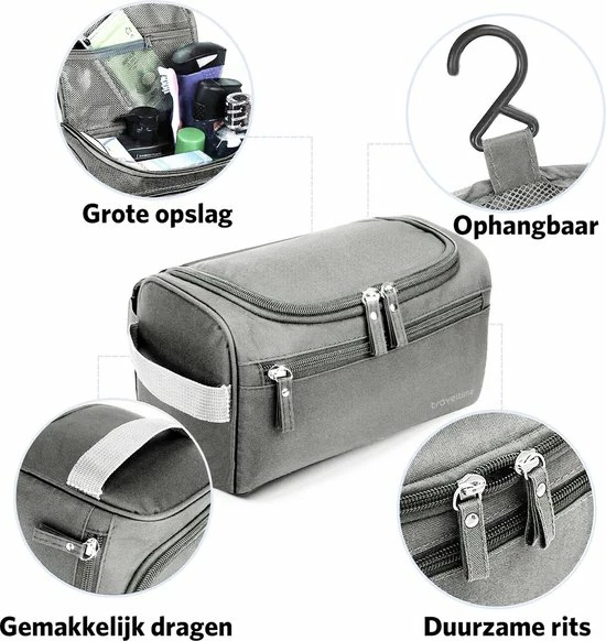 Groothandel π TravelTime® Toilettas - Grote Inhoud - Lichtgewicht - Ophangbaar - Voor Mannen En Vrouwen - Zilver π 7 Groothandel π TravelTime® Toilettas - Grote Inhoud - Lichtgewicht - Ophangbaar - Voor Mannen En Vrouwen - Zilver π - Afbeelding 5