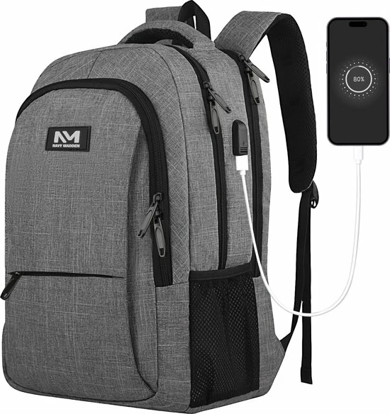 Nieuw โ Navy Madden Rugzak Met USB Poort 28L - Grijs - Luxe Laptop Rugtas 15.6 Inch Met Laptopvak - Heren - Dames - Jongens - Meisje - Waterafstotend - Rugzakken ๐ 3 Nieuw โ Navy Madden Rugzak Met USB Poort 28L - Grijs - Luxe Laptop Rugtas 15.6 Inch Met Laptopvak - Heren - Dames - Jongens - Meisje - Waterafstotend - Rugzakken ๐