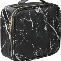 Aanbiedingen 🌟 YONO Beautycase Marmer Design - Make Up Koffer Dames – Makeup Organizer – Tas Voor Cosmetica – Reis Toilettas – Zwart 🎉