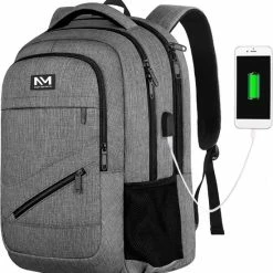 Aanbiedingen 🎁 Navy Madden Rugzak Met USB Poort 28L - Grijs - Luxe Laptop Rugtas 15.6 Inch Met Laptopvak - Heren - Dames - Jongens - Meisje - Waterafstotend - Rugzakken 😍