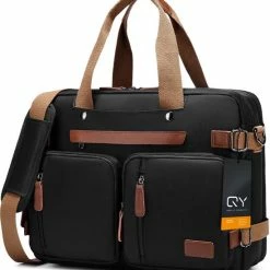 Coupon 👏 QY Laptoptas 2 In 1 Laptop Rugtas Schoudertas Voor 17.3 Inch Laptop – Zwart ✨ -Reisbagage-Reisaccessoires Winkel 550x594 3