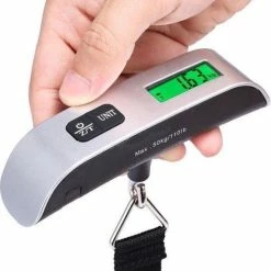 Gloednieuw 😍 Merkloos Digitale Kofferweegschaal - Bagageweegschaal Tot 50KG - Roestvrij Staal - Grijs - Bagage Weegschaal Inclusief Batterij 🎉