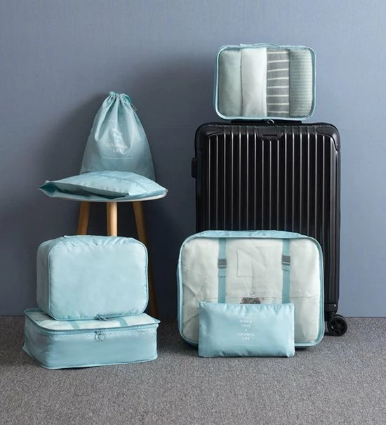 Goedkoopste 👏 QY Packing Cubes Set Koffer Of Tas Organizer Inpak Zakken - Lichtblauw Deluxe 💯 9 Goedkoopste 👏 QY Packing Cubes Set Koffer Of Tas Organizer Inpak Zakken - Lichtblauw Deluxe 💯 - Afbeelding 7