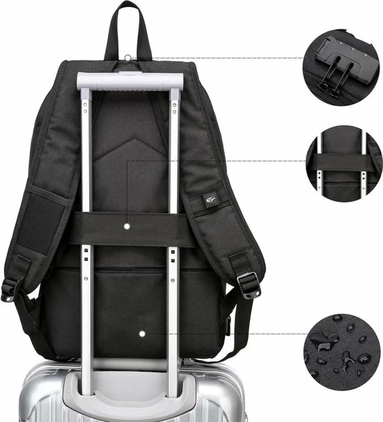 Promo ✔️ Anti Diefstal Waterdichte Rugzak Inclusief Usb Oplaadstation - Laptop Tas 14 T/m 15,6 Inch - Voor Dames En Heren En Jongens - Schooltas - Zwart Van Zedar ⌛ 6 Promo ✔️ Anti Diefstal Waterdichte Rugzak Inclusief Usb Oplaadstation - Laptop Tas 14 T/m 15,6 Inch - Voor Dames En Heren En Jongens - Schooltas - Zwart Van Zedar ⌛ - Afbeelding 4
