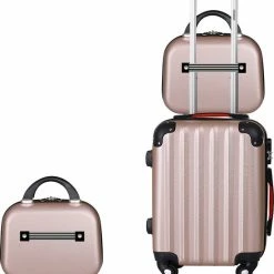 Beste Pirce 🛒 Monzana Kofferset - Maat M L XL - Rosegoud 👏 -Reisbagage-Reisaccessoires Winkel 550x615 1
