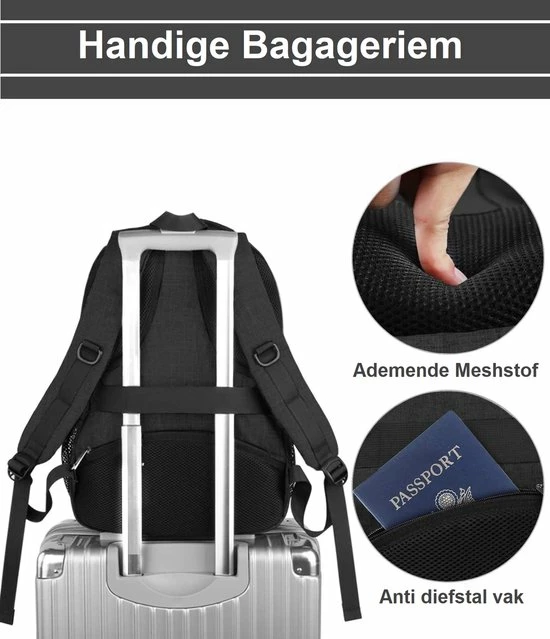 Promo π Anti Diefstal Waterdichte Rugzak Inclusief Usb Oplaadstation - Laptop Tas T/m 17 Inch - Voor Dames En Heren - Schooltas - Zwart Van Zedar π€© 7 Promo π Anti Diefstal Waterdichte Rugzak Inclusief Usb Oplaadstation - Laptop Tas T/m 17 Inch - Voor Dames En Heren - Schooltas - Zwart Van Zedar π€© - Afbeelding 5