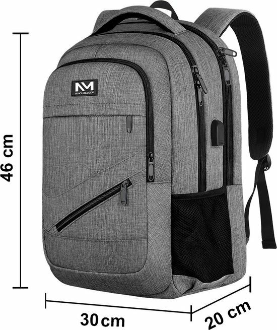 Aanbiedingen ๐ Navy Madden Rugzak Met USB Poort 28L - Grijs - Luxe Laptop Rugtas 15.6 Inch Met Laptopvak - Heren - Dames - Jongens - Meisje - Waterafstotend - Rugzakken ๐ 13 Aanbiedingen ๐ Navy Madden Rugzak Met USB Poort 28L - Grijs - Luxe Laptop Rugtas 15.6 Inch Met Laptopvak - Heren - Dames - Jongens - Meisje - Waterafstotend - Rugzakken ๐ - Afbeelding 11