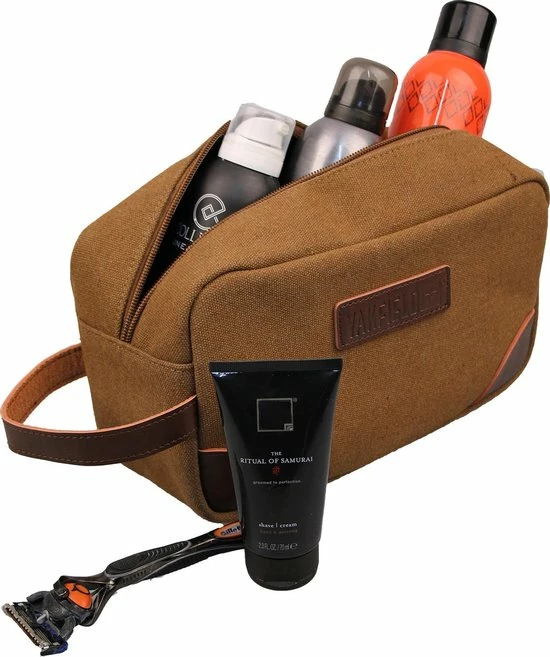 Coupon 🌟 Yakfield - Toilettas - Kado Man - Heren - Canvas - Vintage Coffee - Bruin - 25x14x10 Cm - Binnenvak Met Rits 👍 8 Coupon 🌟 Yakfield - Toilettas - Kado Man - Heren - Canvas - Vintage Coffee - Bruin - 25x14x10 Cm - Binnenvak Met Rits 👍 - Afbeelding 6