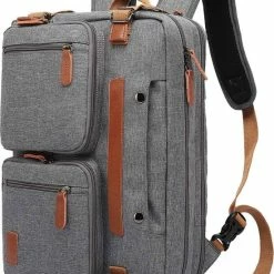 Top 10 🤩 QY Laptoptas 2 In 1 Laptop Rugtas Schoudertas Voor 15.6 Inch Laptop – Grijs 😍 -Reisbagage-Reisaccessoires Winkel 550x667 4