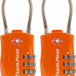 Coupon 🥰 TRVLMORE TSA Kofferslot - 2 Stuks - Reisslot - Cijferslot - Kabelslot Koffer - Bagageslot - Hangslot - Oranje ❤️