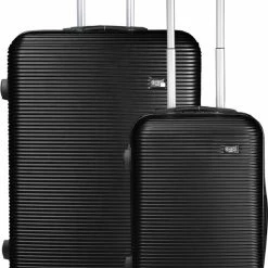 Beste Verkoop ⌛ DION3 👜 Handbagage Koffer Duo Set - TSA Slot - Reiskoffer - Anti-diefstal - 35 L - 54 X 34 X 20 Cm - Zwart 😍